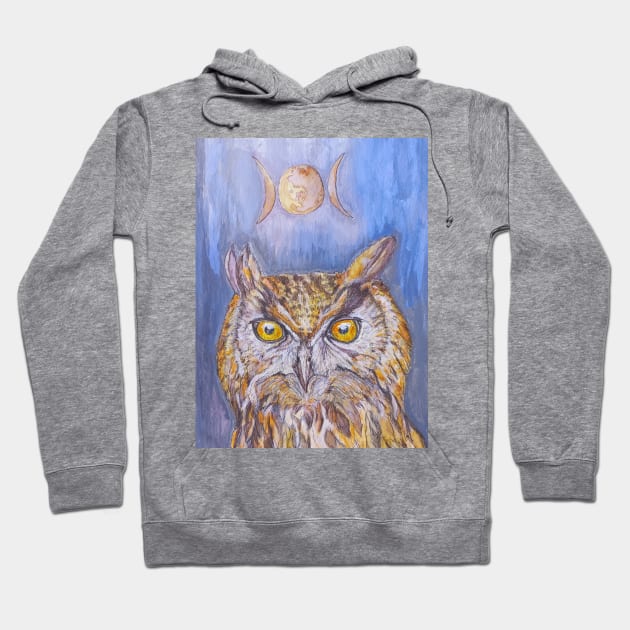 Owl Wisdom and Triple Moon Hoodie by candimoonart